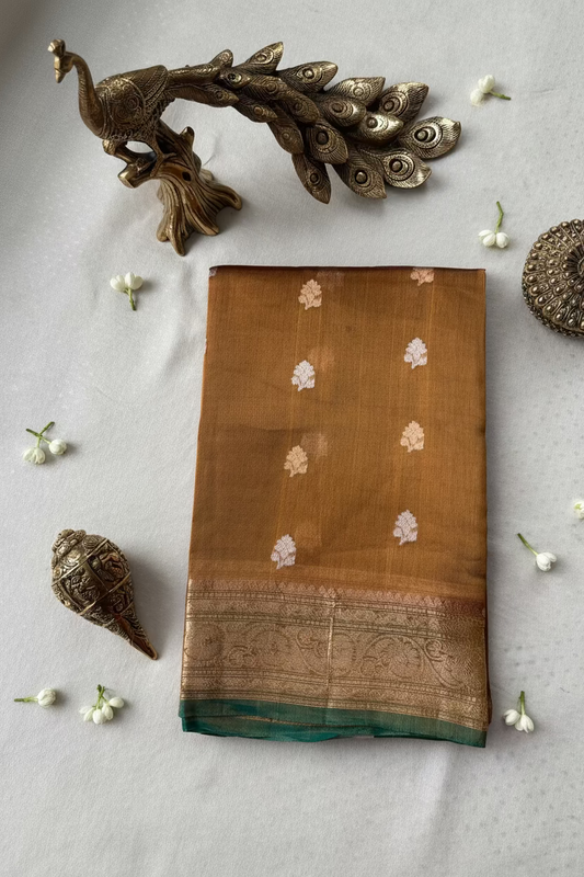 Mustard Gold Pure Soft Tissue Silk Banarasi