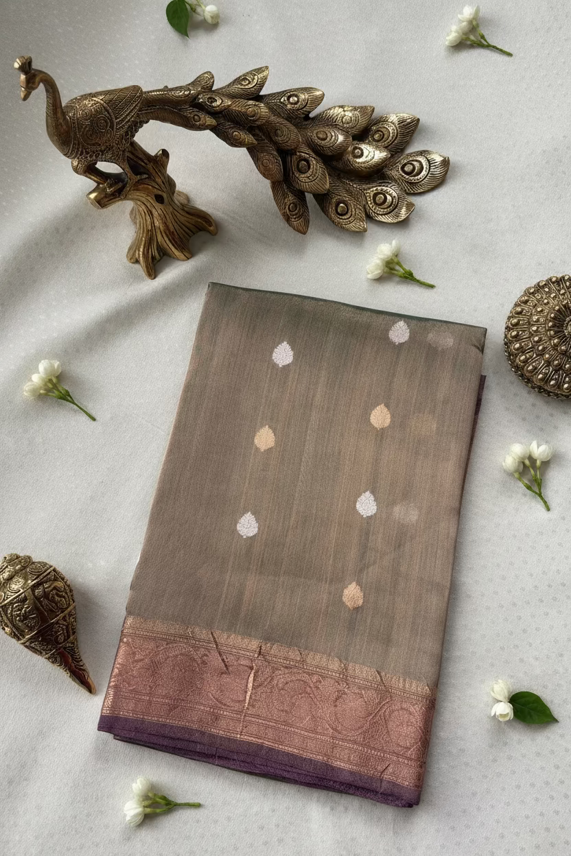 Sage Green Pure Soft Tissue Silk Banarasi