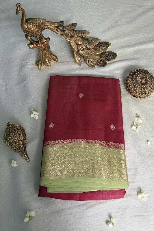Premium Deep Magenta Pink Mango Tissue Banarasi Silk