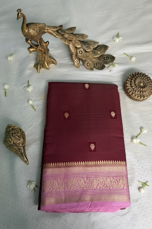Rich Wine Mango Tissue Banarasi Silk