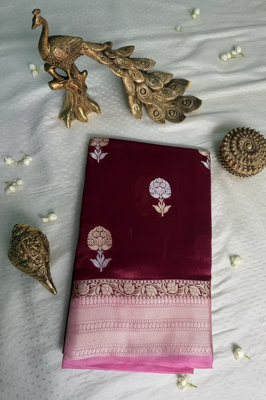 Deep Maroon Mango Banarasi Silk