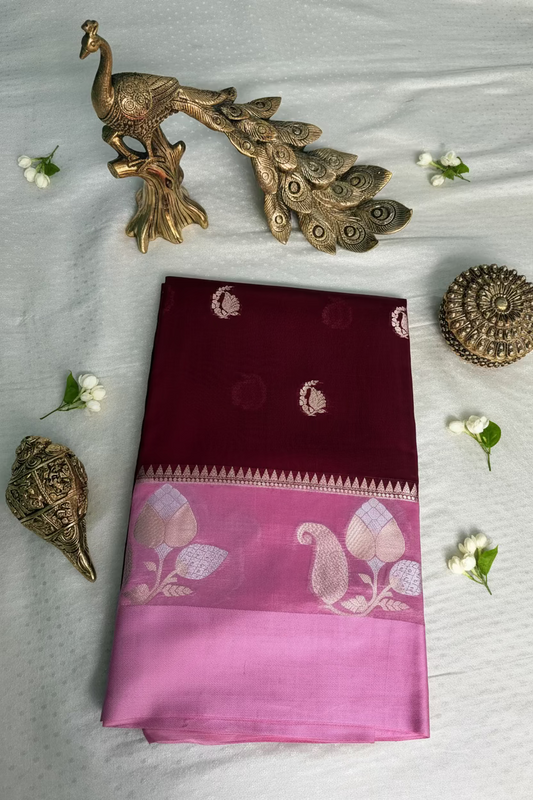 Deep Wine Mango Banarasi Silk