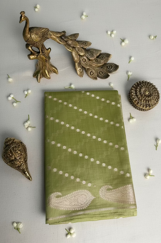 Pista Green Mango Banarasi Silk
