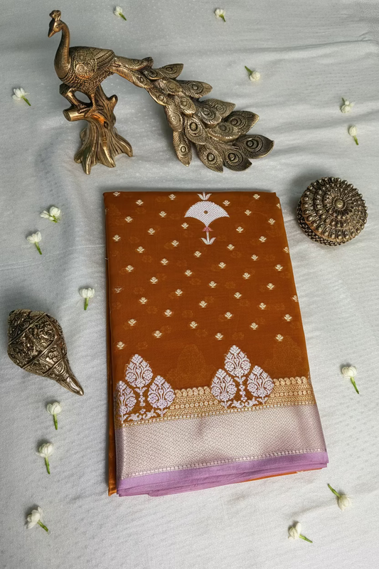 Mustard Gold Mango Banarasi Silk