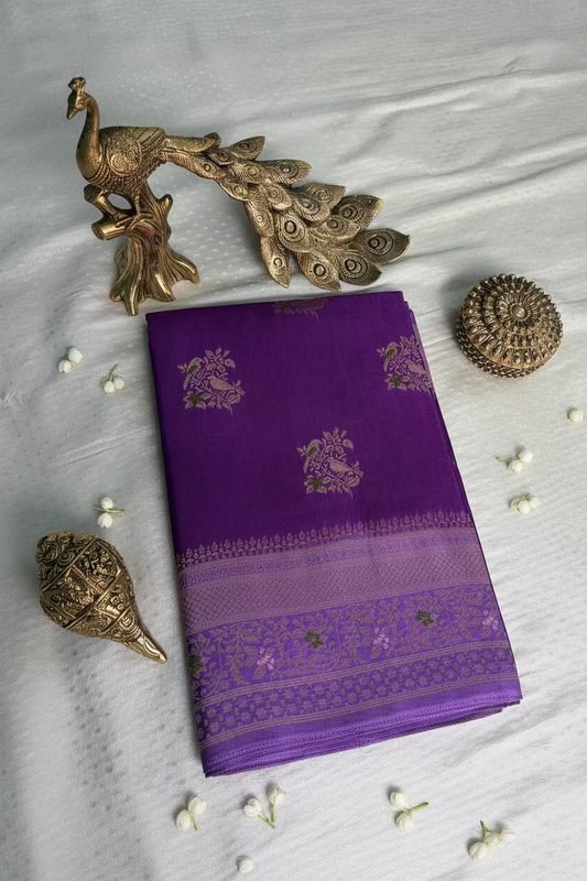 Purple Banarasi Dola Silk with Meenakhari