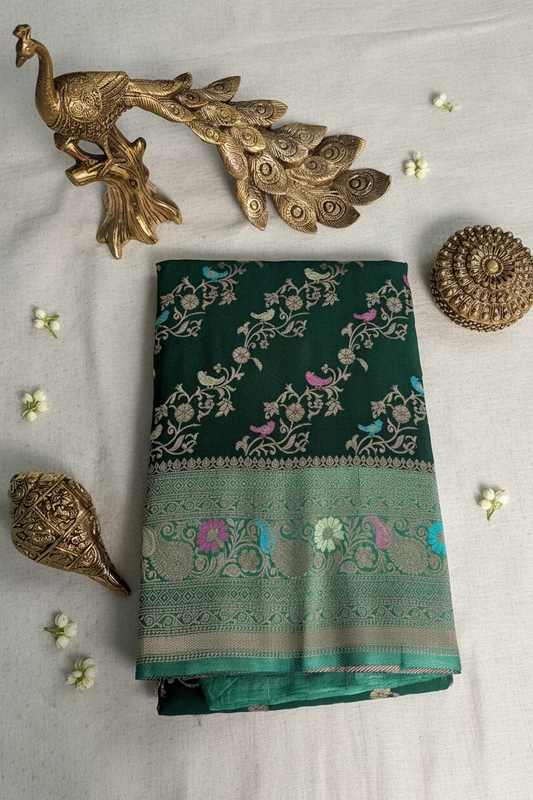 Green Banarasi Dola Silk with Meenakhari