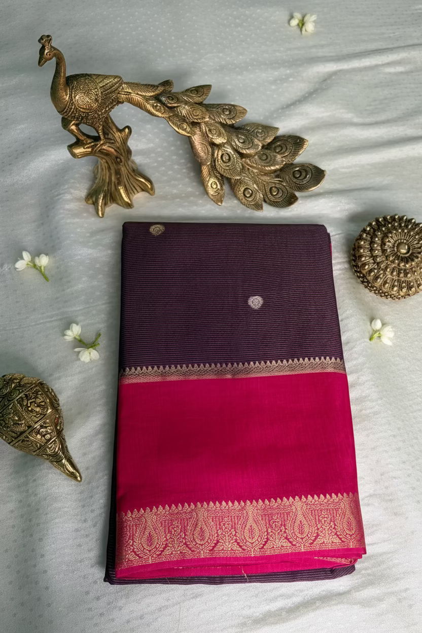 Purple Banarasi Dola Silk
