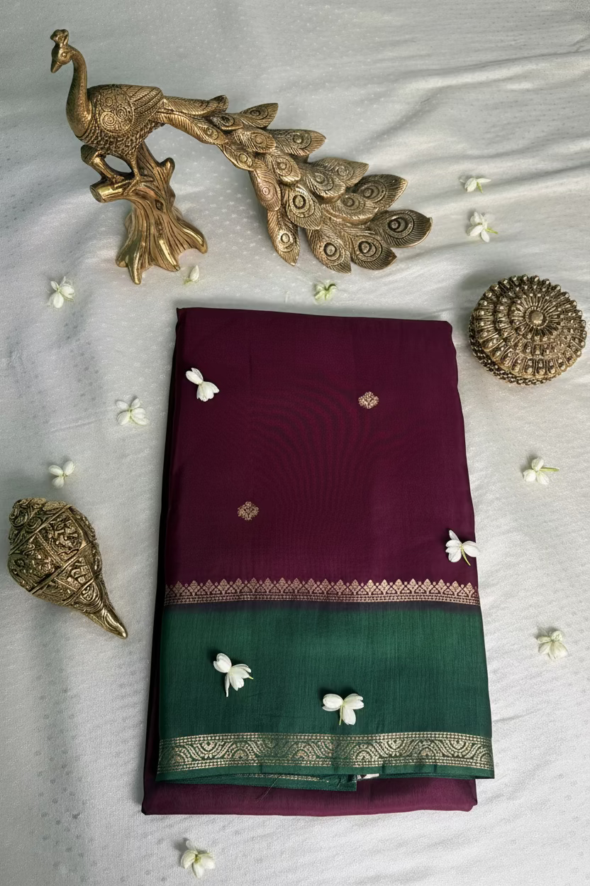Wine Banarasi Dola Silk
