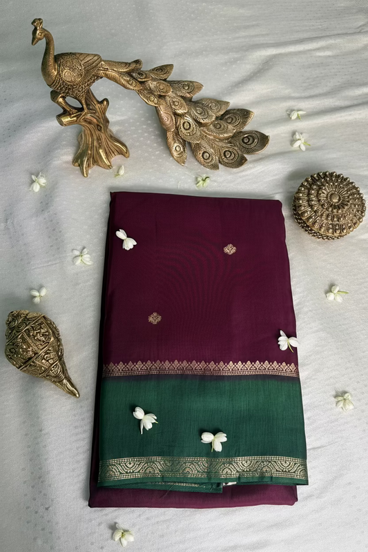 Wine Banarasi Dola Silk