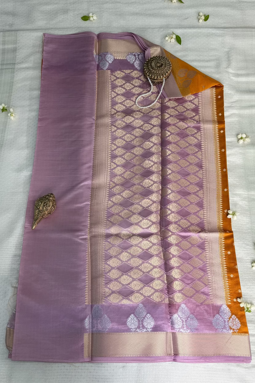 Mustard Gold Mango Banarasi Silk