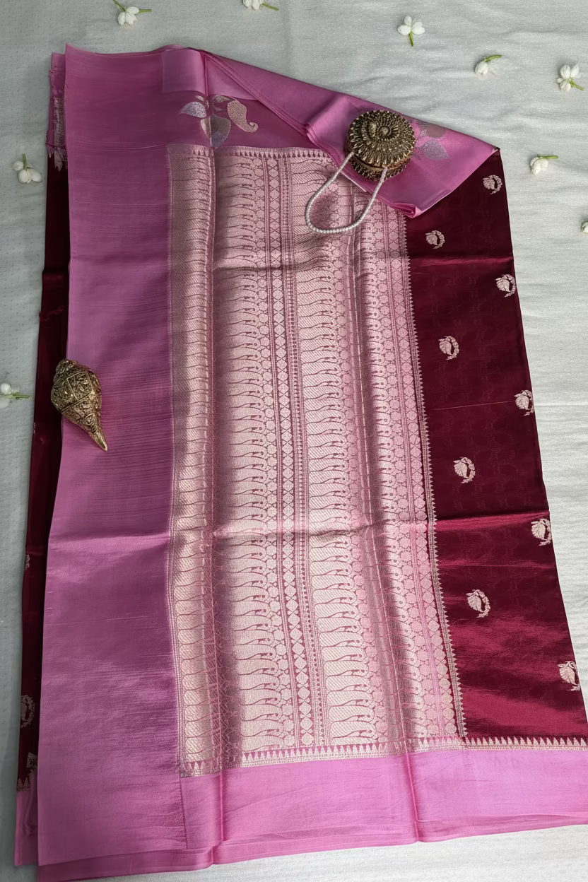 Deep Wine Mango Banarasi Silk