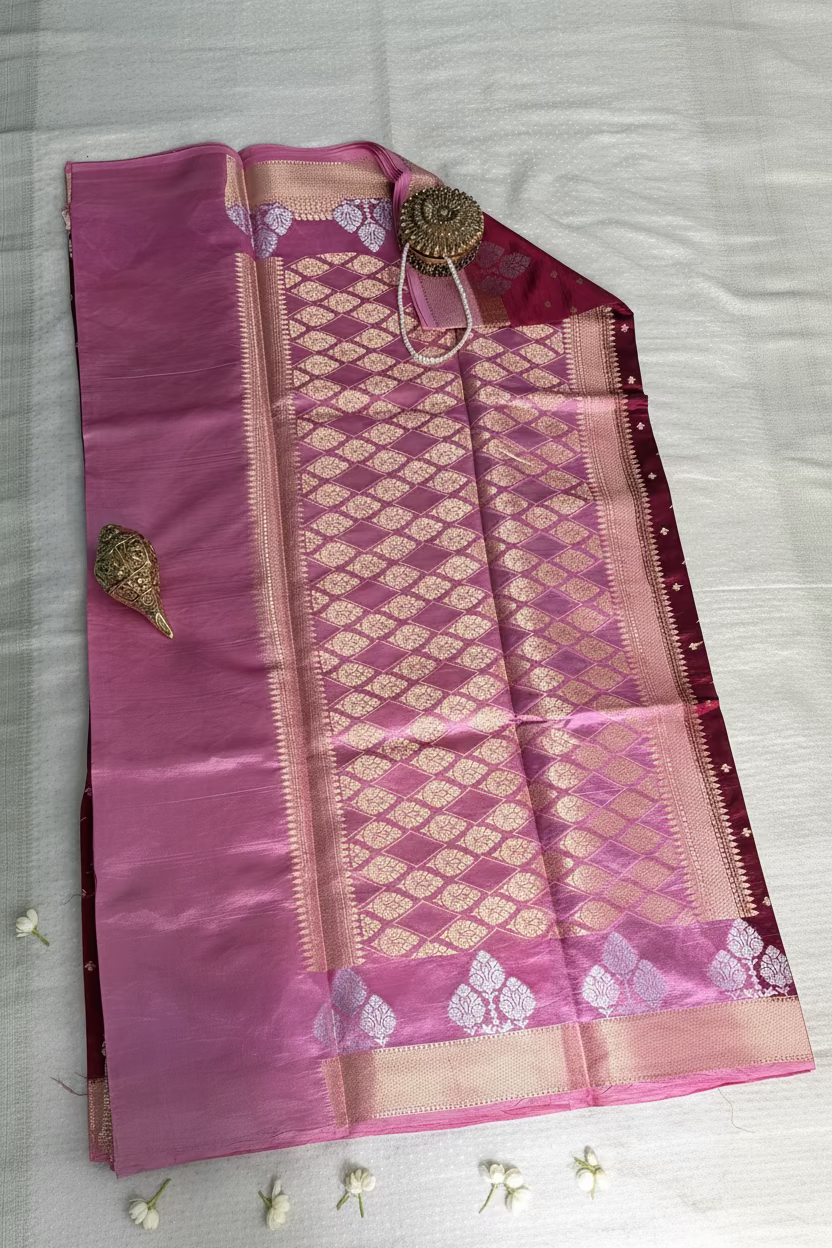 Deep Wine Mango Banarasi Silk