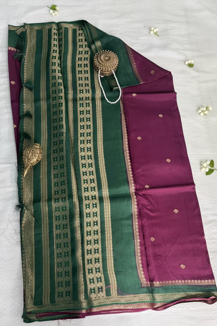 Wine Banarasi Dola Silk