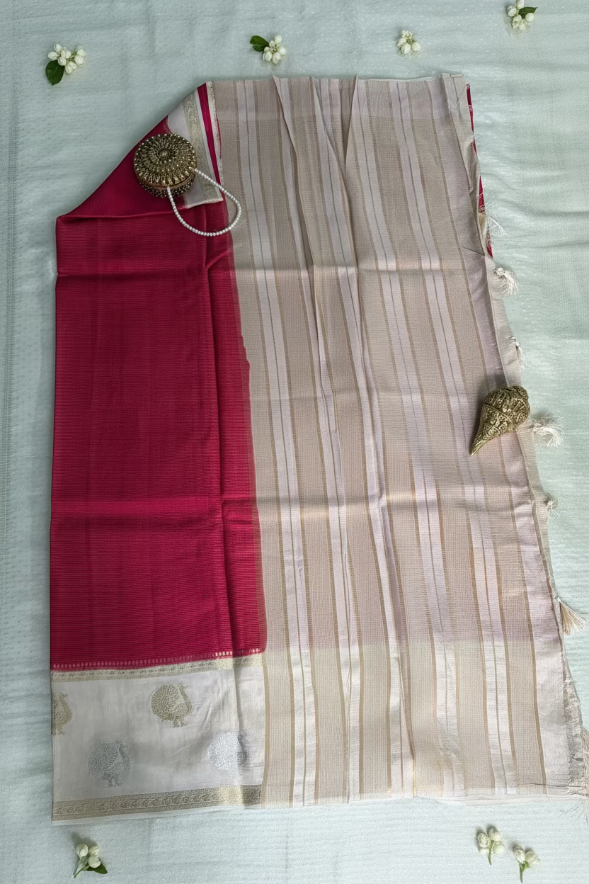 Pink Banarasi Dola Silk