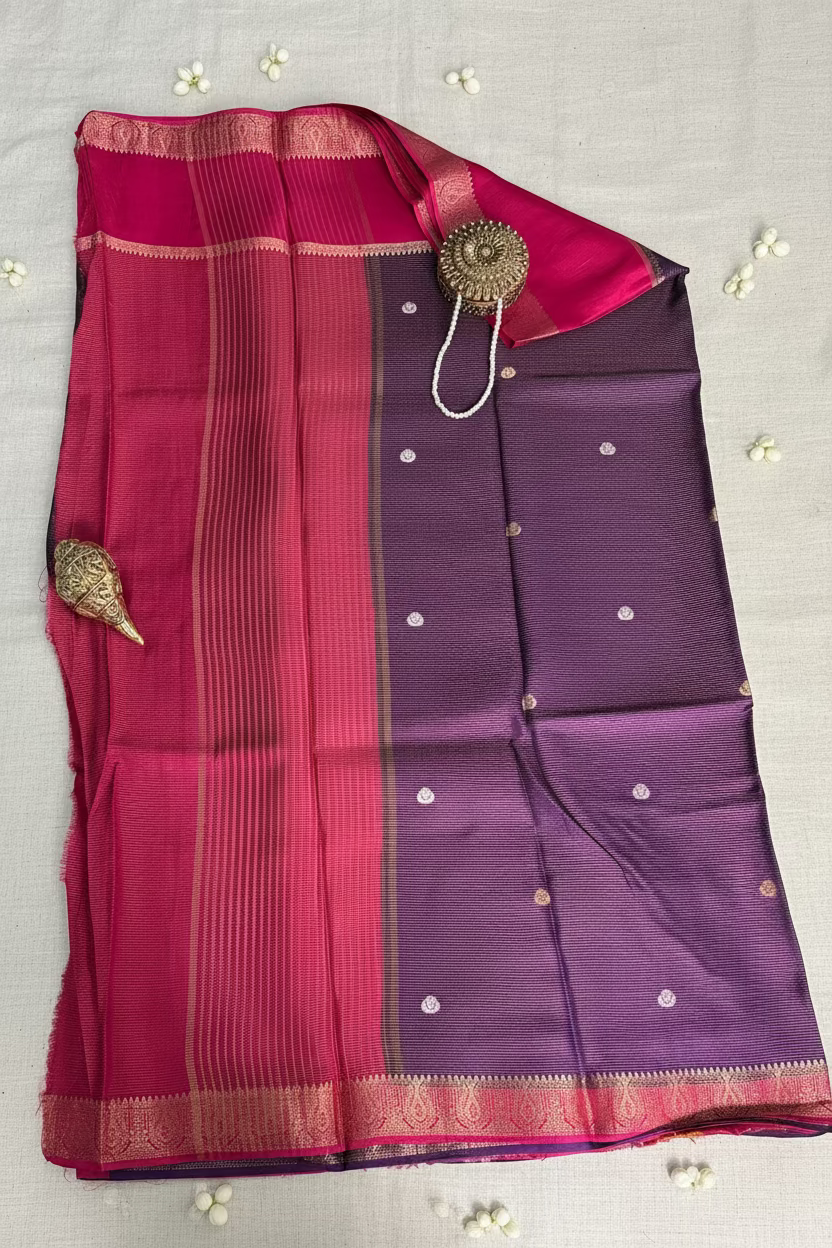 Purple Banarasi Dola Silk