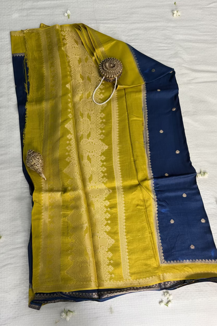 Navy Blue Dola Silk Banarasi