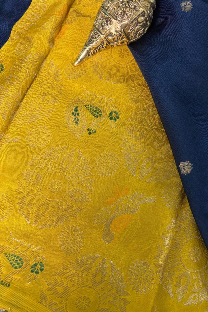 Navy Blue Dola Silk Banarasi