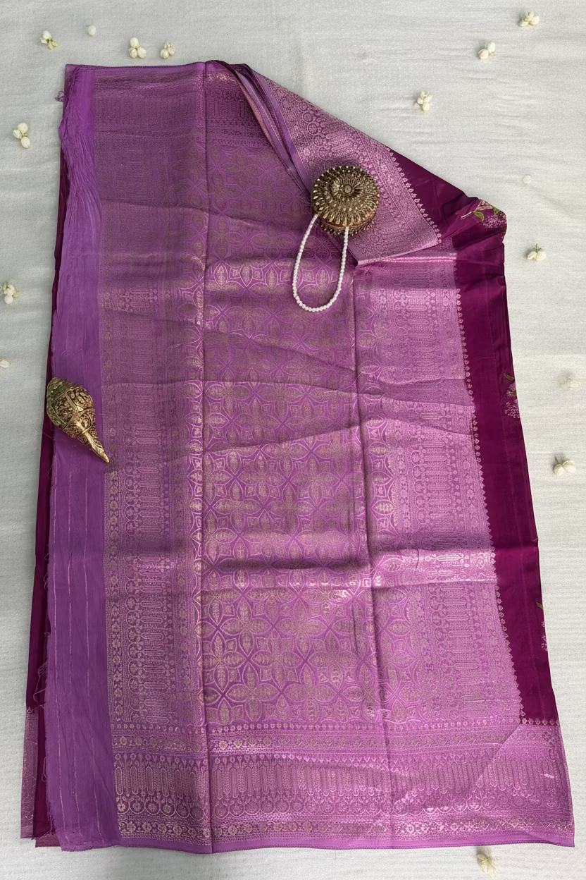 Magenta Pink Banarasi Dola Silk with Meenakhari