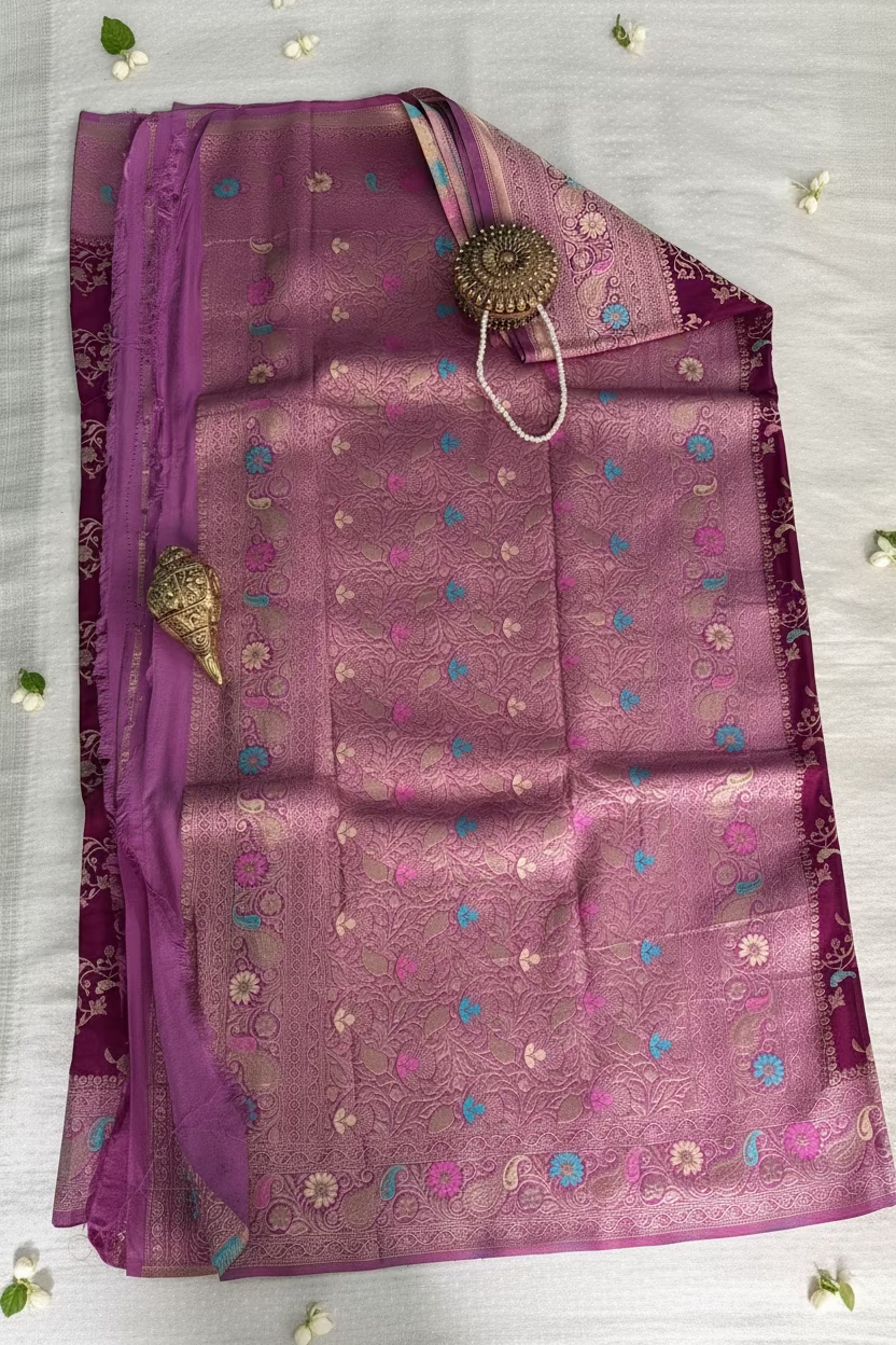 Wine Banarasi Dola Silk with Meenakhari