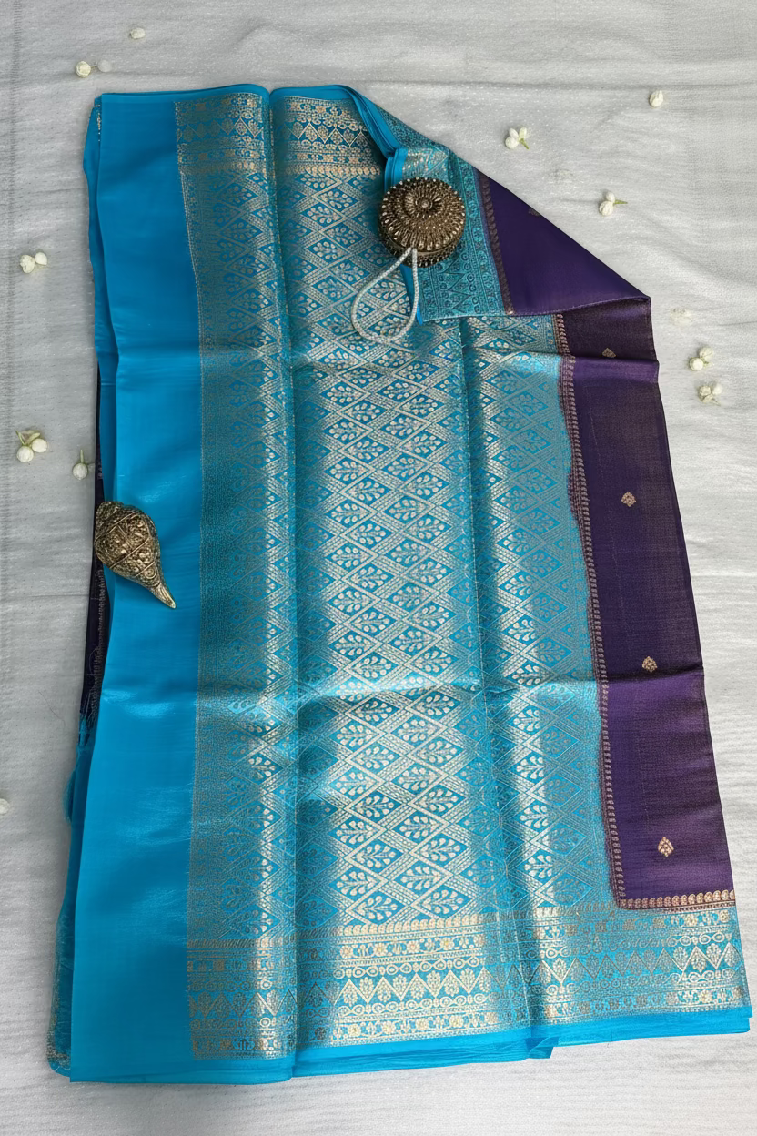Royal Purple Mango Tissue Banarasi Silk