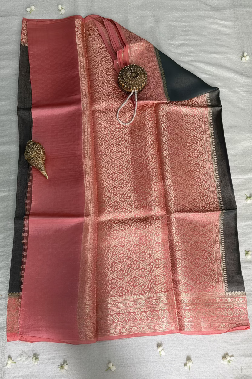 Premium Green Mango Tissue Banarasi Silk