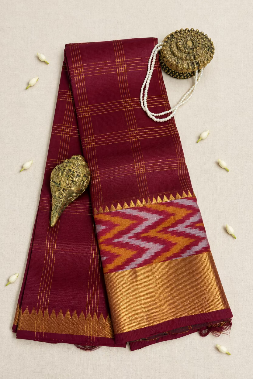 Brick Red Pure Mangalagiri Handloom Pattu