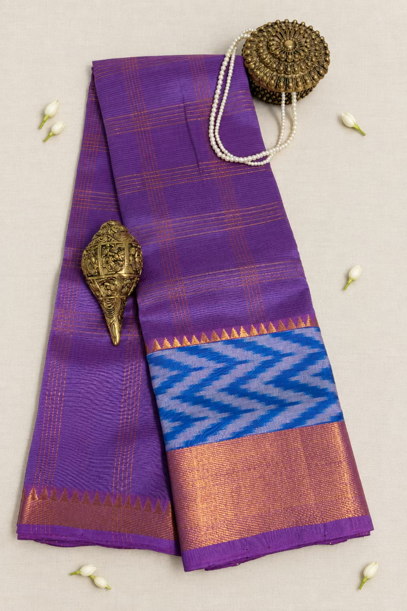 Lavender Pure Mangalagiri Handloom Pattu