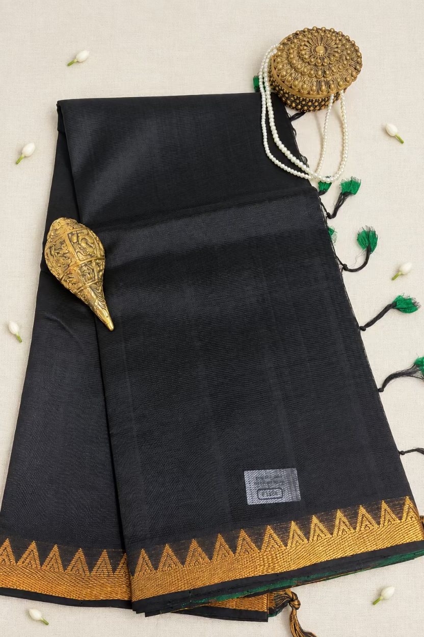 Black Pure Mangalagiri Handloom Pattu