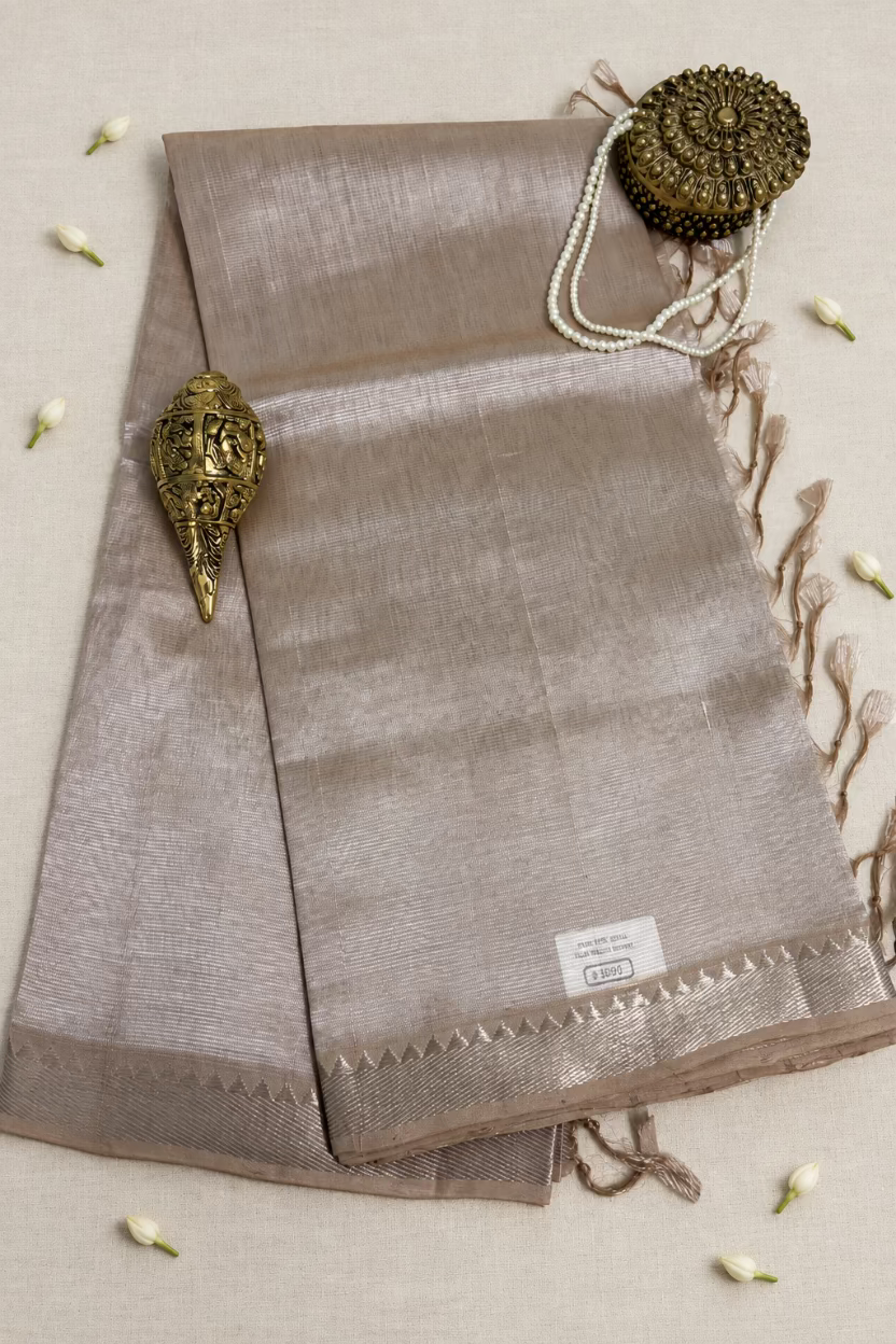 Pearl Beige Pure Mangalgiri Handloom Pattu