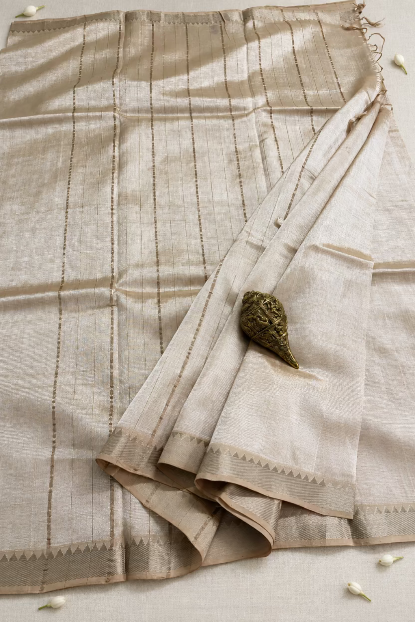 Pearl Beige Pure Mangalgiri Handloom Pattu