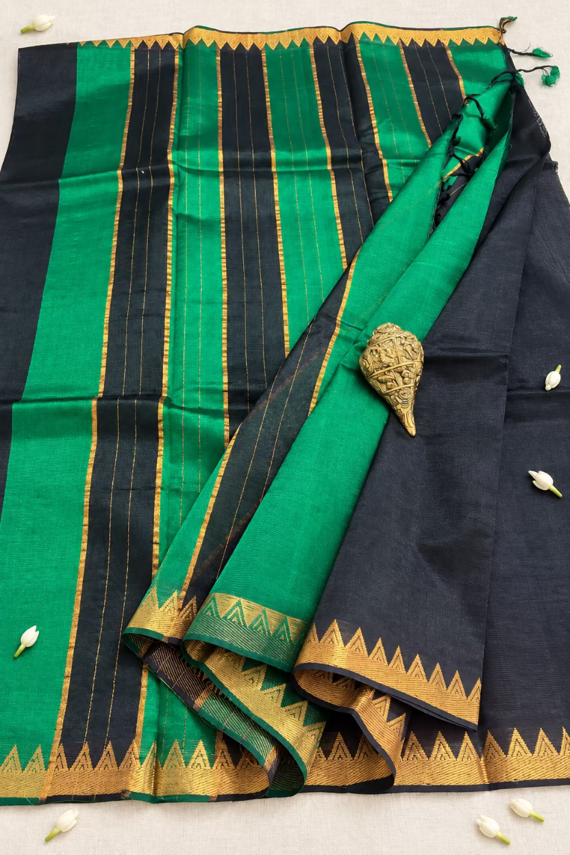 Black Pure Mangalagiri Handloom Pattu