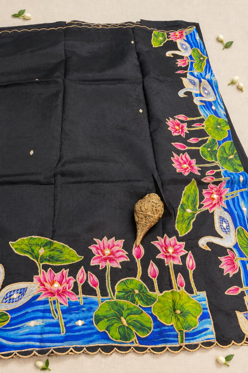 Black Pure Mangalagiri Handloom Pattu