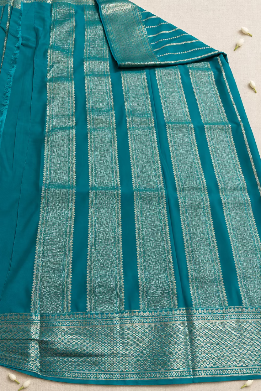 Turquoise Blue Semi Mysore silk