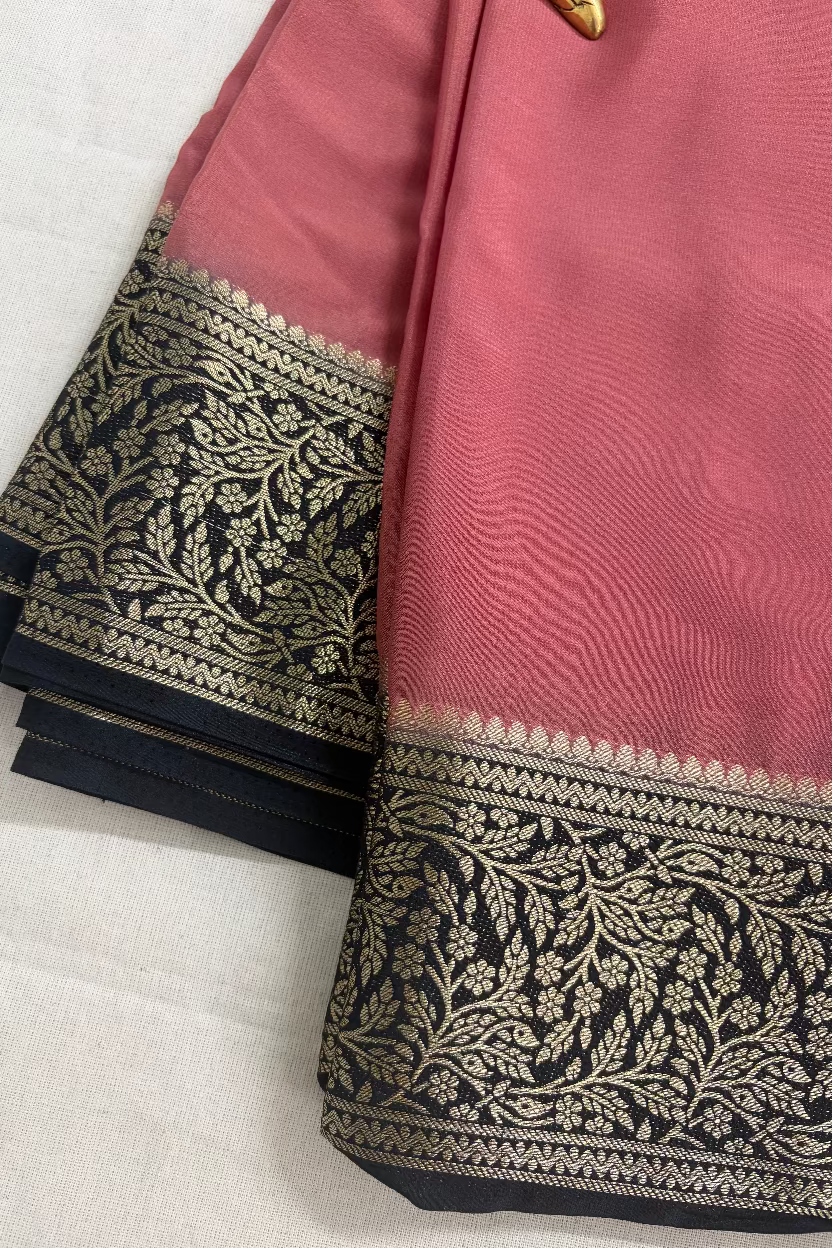 Dusty Rose Pink Semi Mysore Silk