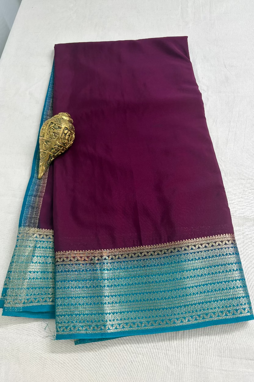 Wine Purple Semi Mysore Silk