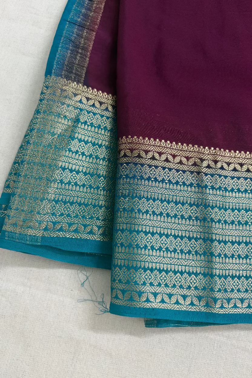 Wine Purple Semi Mysore Silk