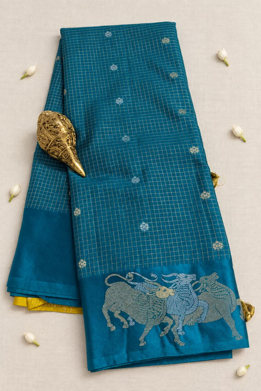Teal Blue Viscose Satin Silk