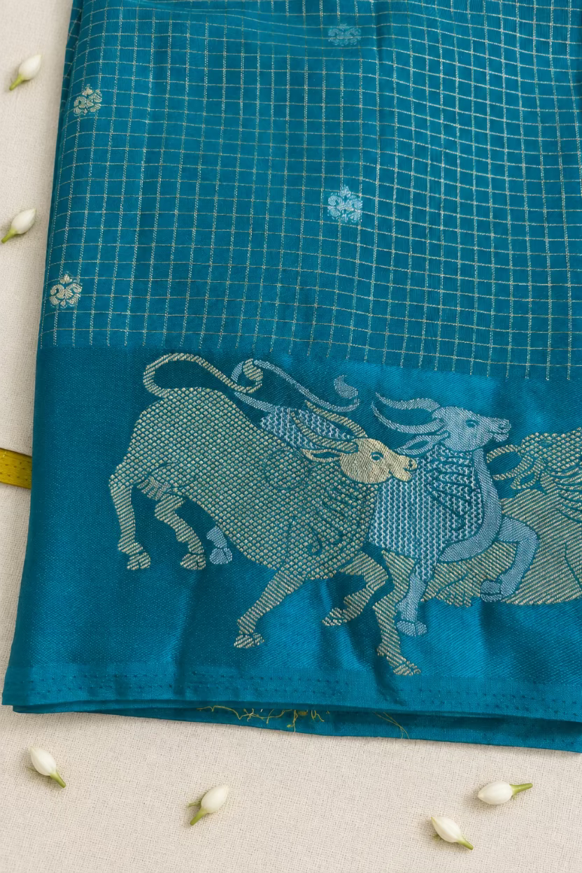 Teal Blue Viscose Satin Silk