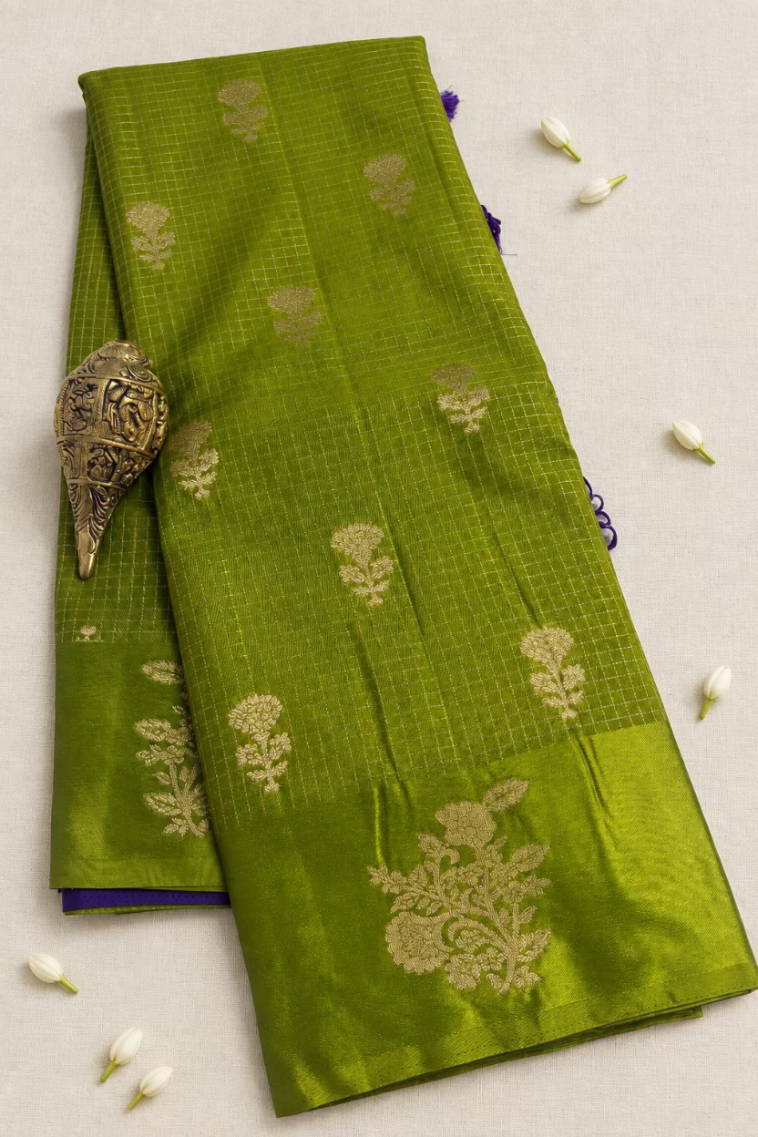 Parrot Green Viscose Satin Silk