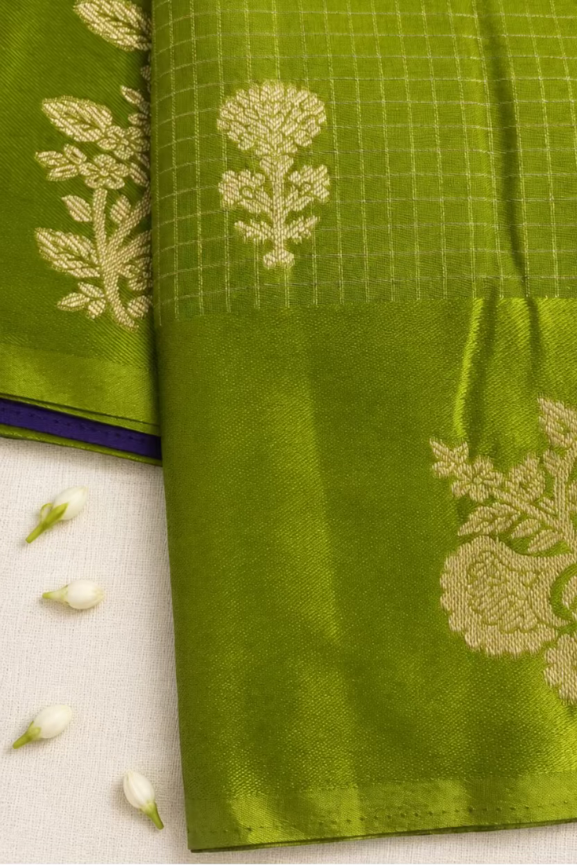 Parrot Green Viscose Satin Silk