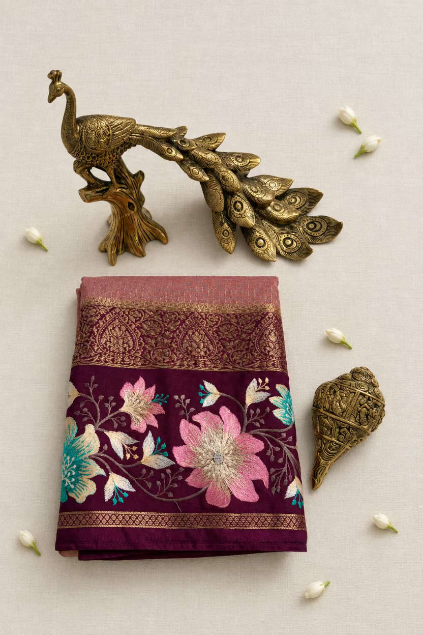 Dusty Rose Pink Semi Mysore Silk