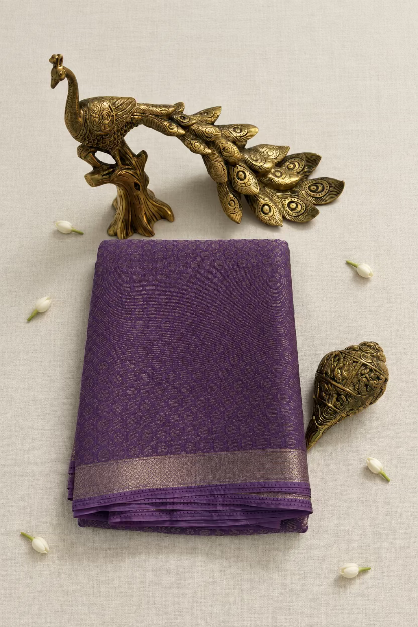 Lilac Purple Chinnon crepe Silk