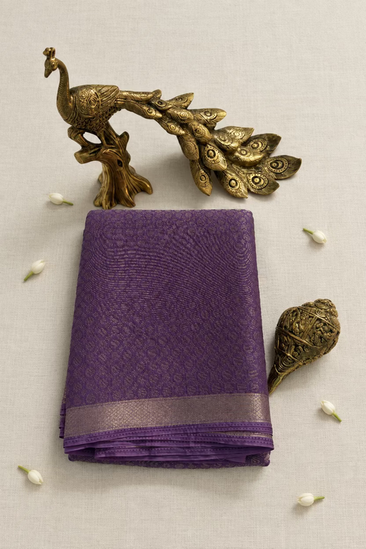 Lilac Purple Chinnon crepe Silk