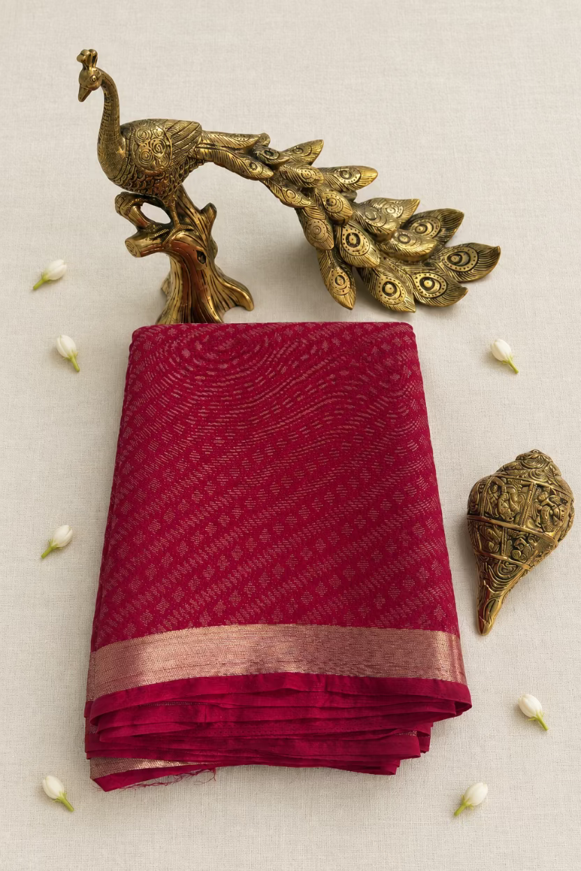 Red Chinnon Crepe Silk