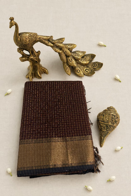 Brown Maheshwari Silk Handloom