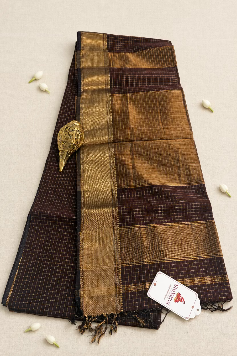 Brown Maheshwari Silk Handloom