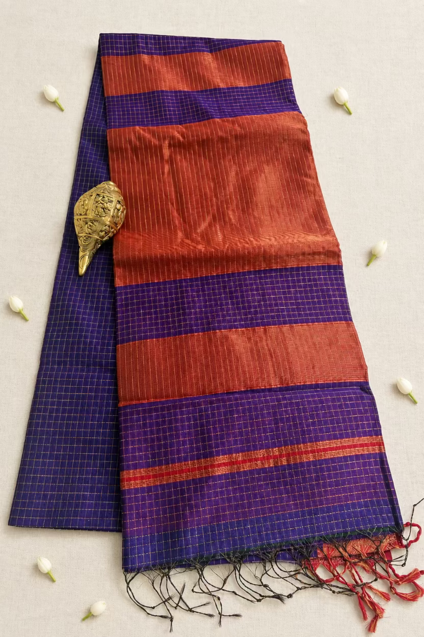 Royal Purple Maheshwari Silk Handloom