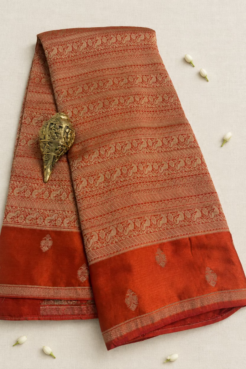 Orange Georgette Chinnon Silk