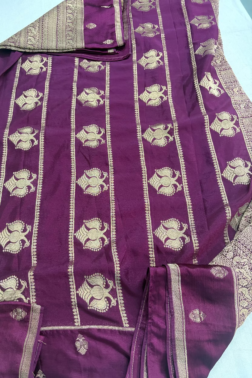 Wine Georgette chinnon silk