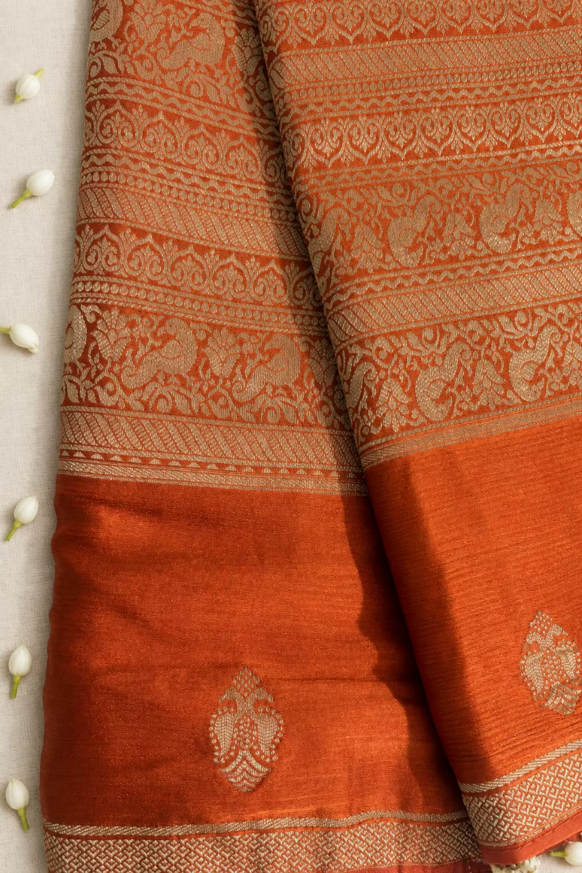 Orange Georgette Chinnon Silk